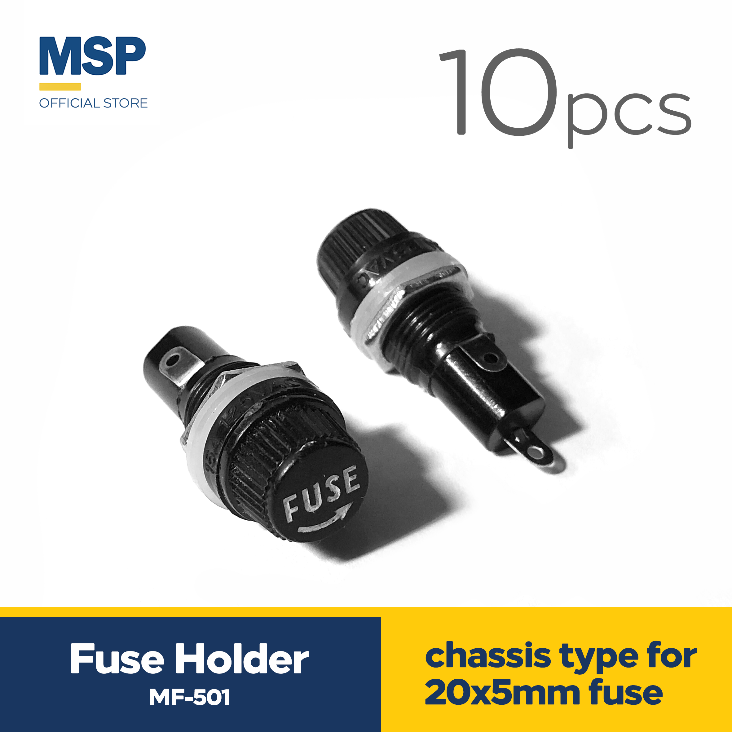 10pc Fuse holder – chassis type for 20x5mm fuse