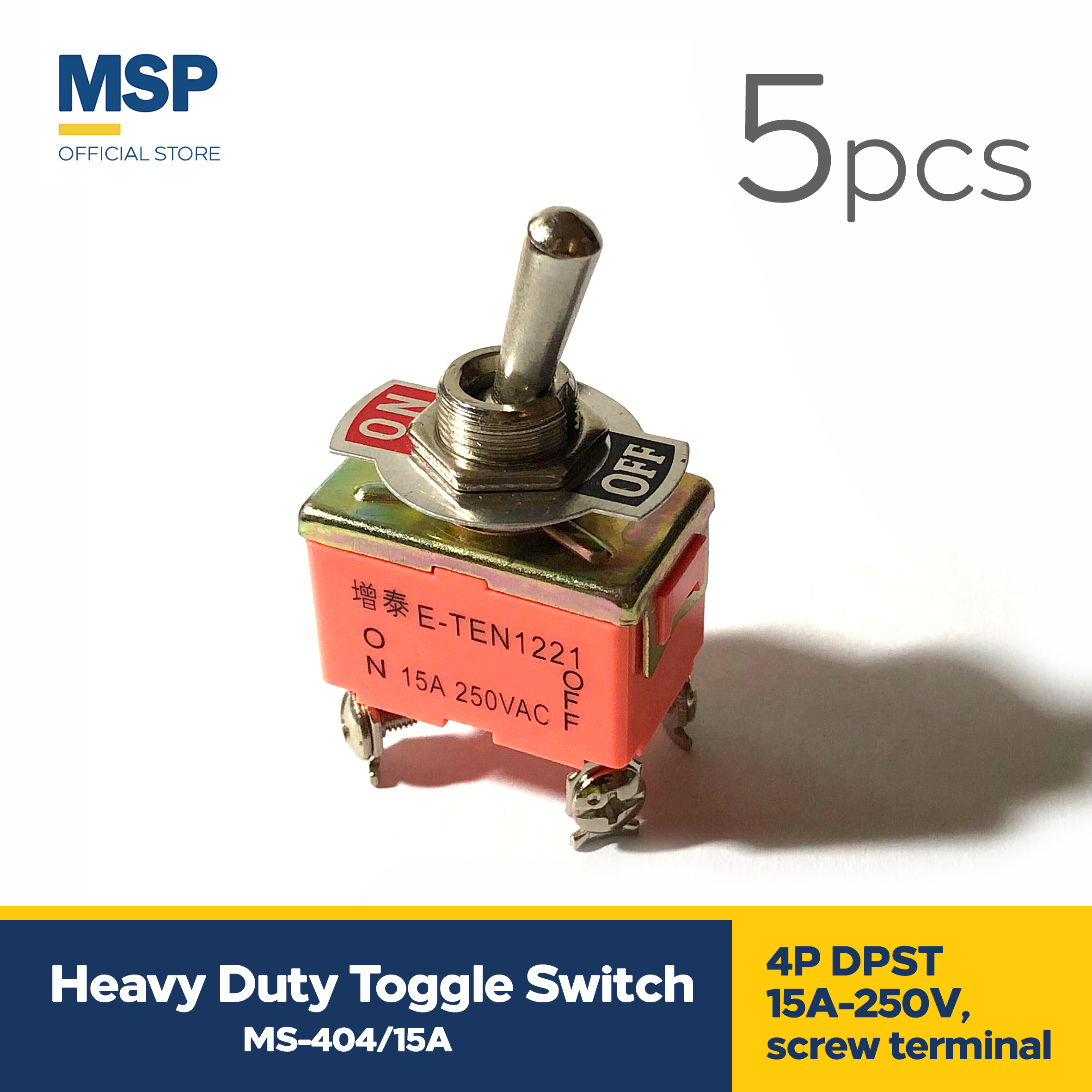 5pcs Heavy Duty Toggle switch 4P DPST 15A-250V, screw terminal