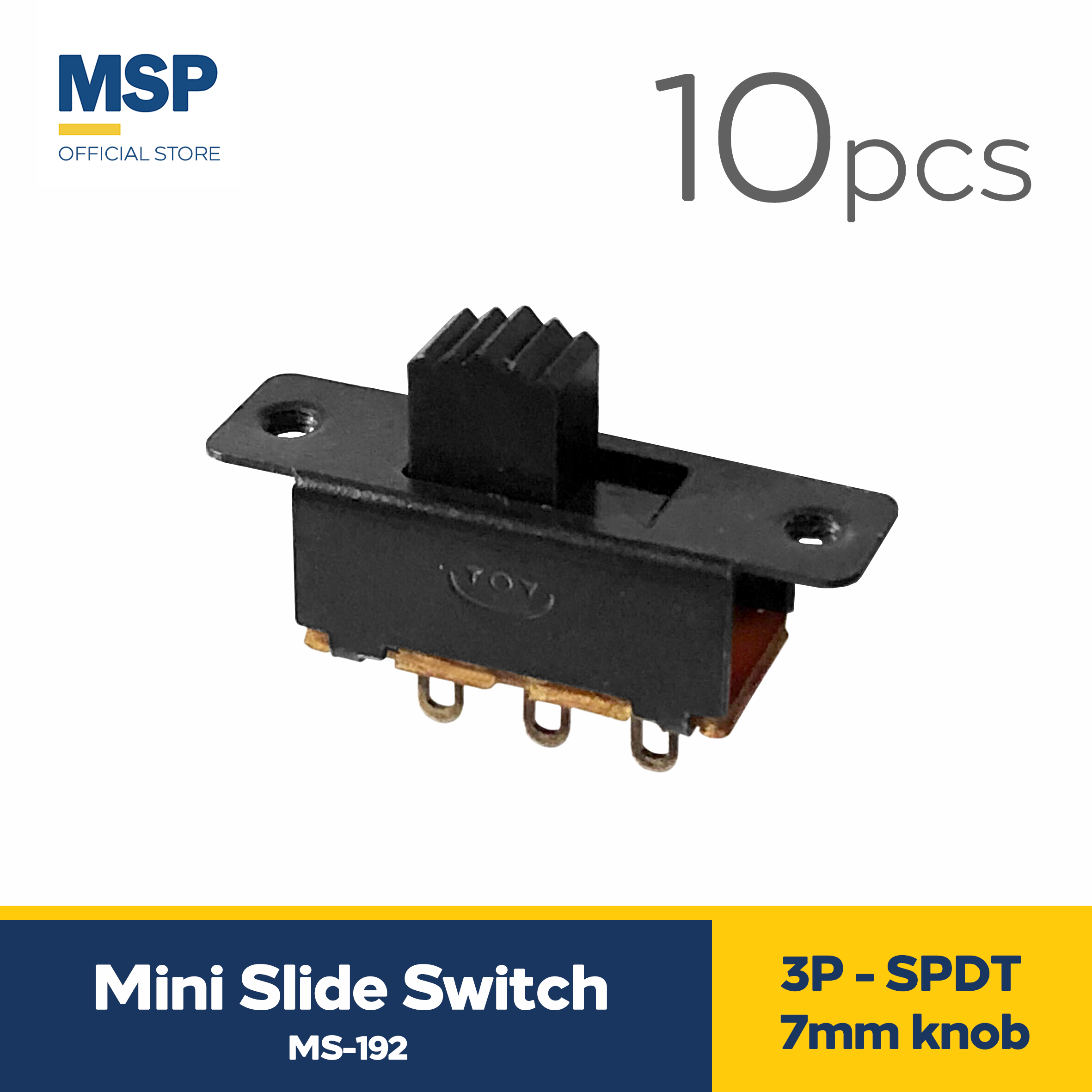 10pcs  Mini slide switch – 3P, SPDT, 7mm knob