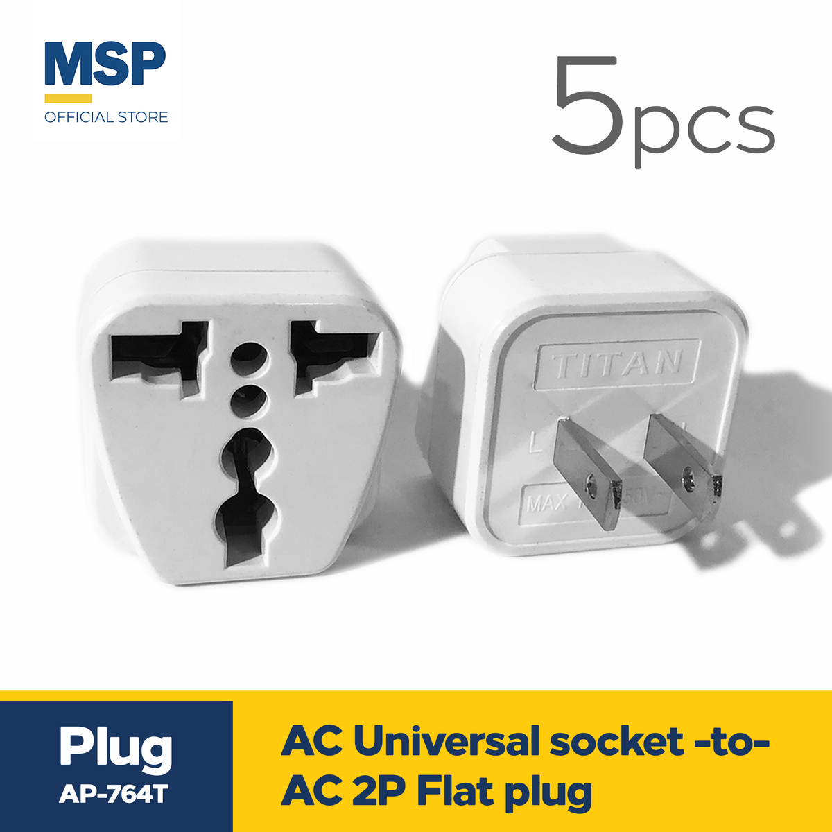5pcs Plug Adapter AC Universal Socket to AC 2P Flat Plug – MSP Philippines