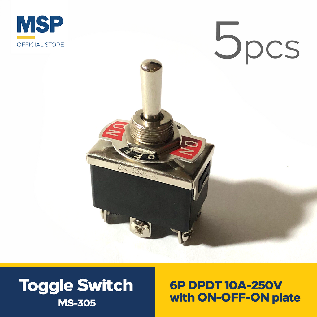 5pcs Toggle switch 6P DPDT 10A-250V with ON-OFF-ON plate – MSP Philippines