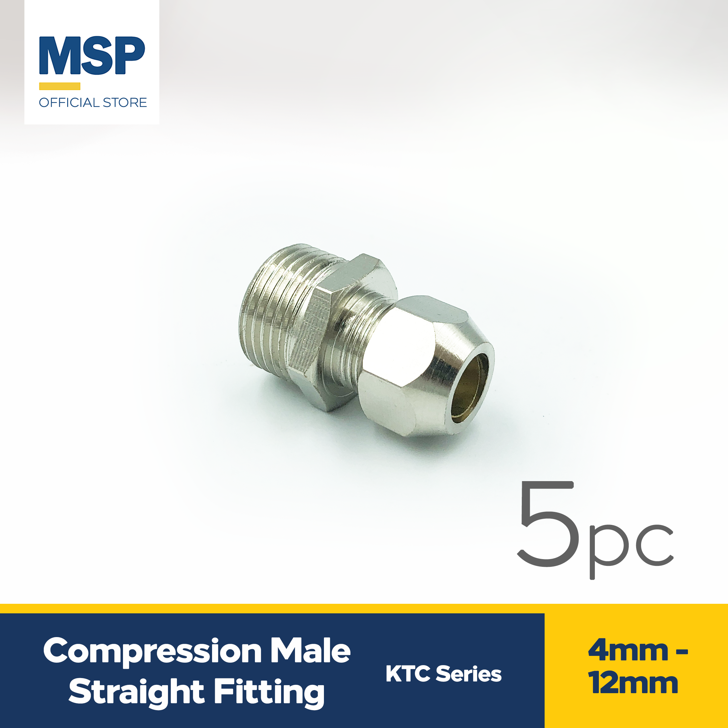 Compression Male Straight Fittings x4pcs
