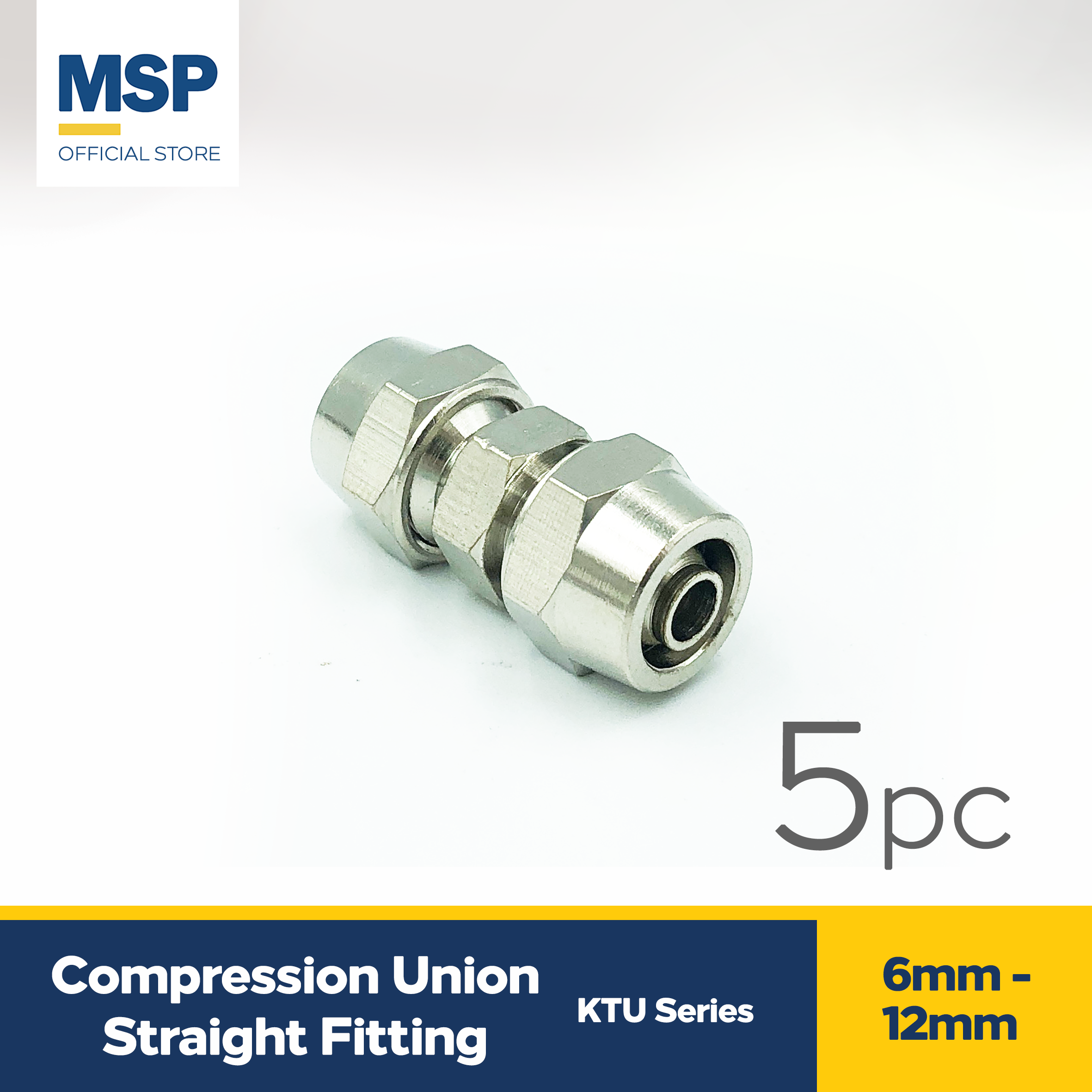 Compression Union Straight Fittings x4pcs